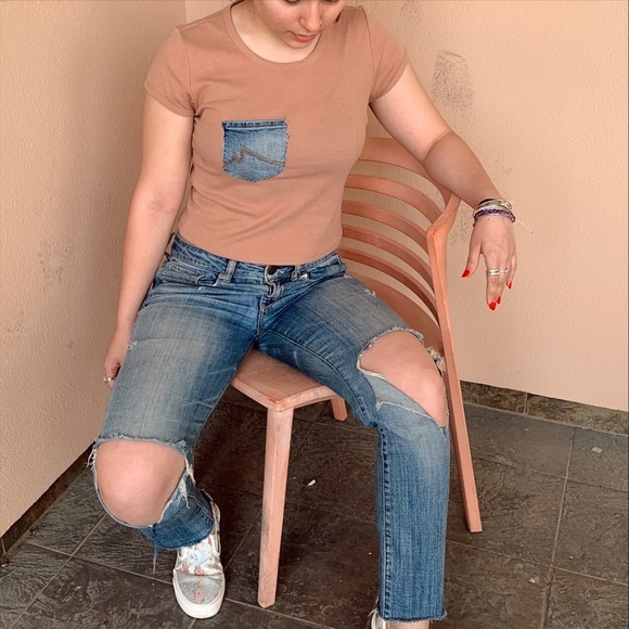 Denim Pocket Tee👖💕 (sizes: XS-Medium) - Picture 3 of 3